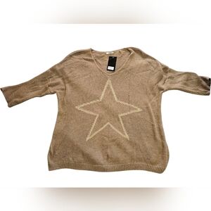 Ornella Paris Gold Star Vneck Sweater L